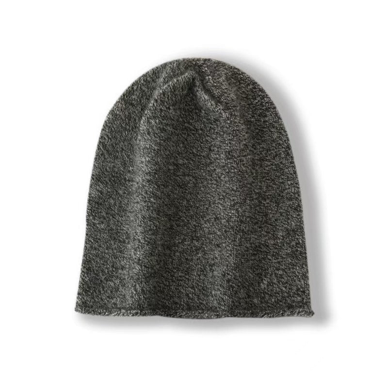 100% Cashmere Beanie Hat Warm Cashmere Ski Cap For Winter Black Gray M