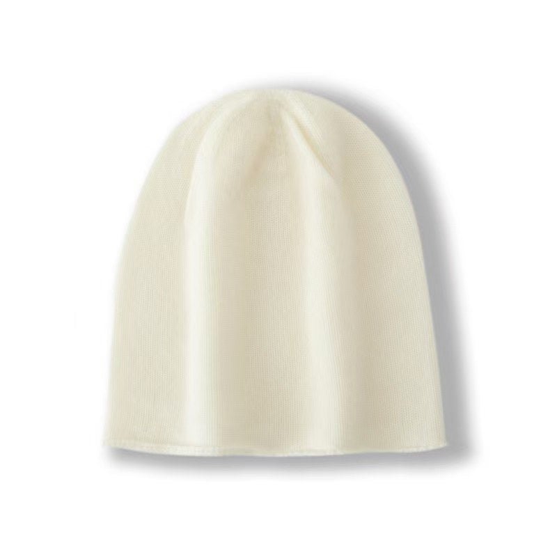 100% Cashmere Beanie Hat Warm Cashmere Ski Cap For Winter Ivory M