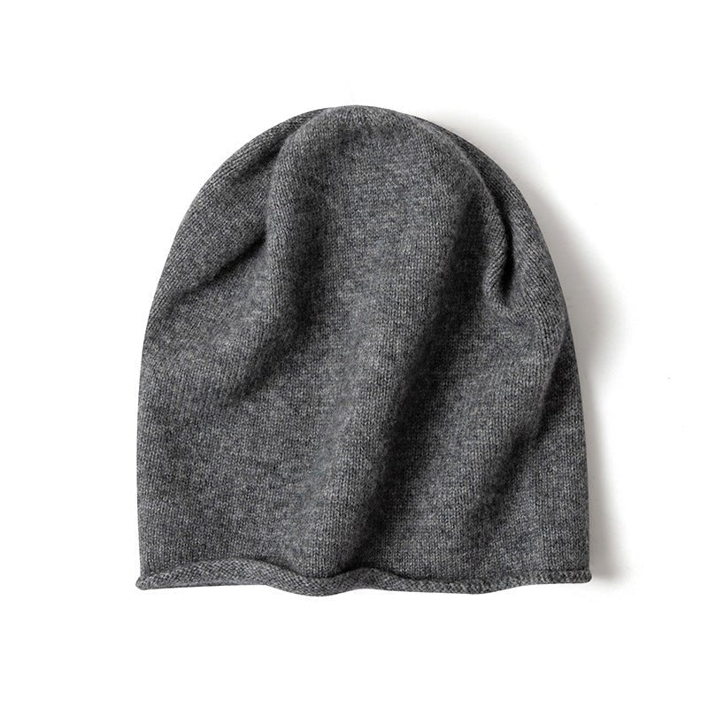 100% Cashmere Beanie Hat Warm Cashmere Ski Cap For Winter Dark Gray M