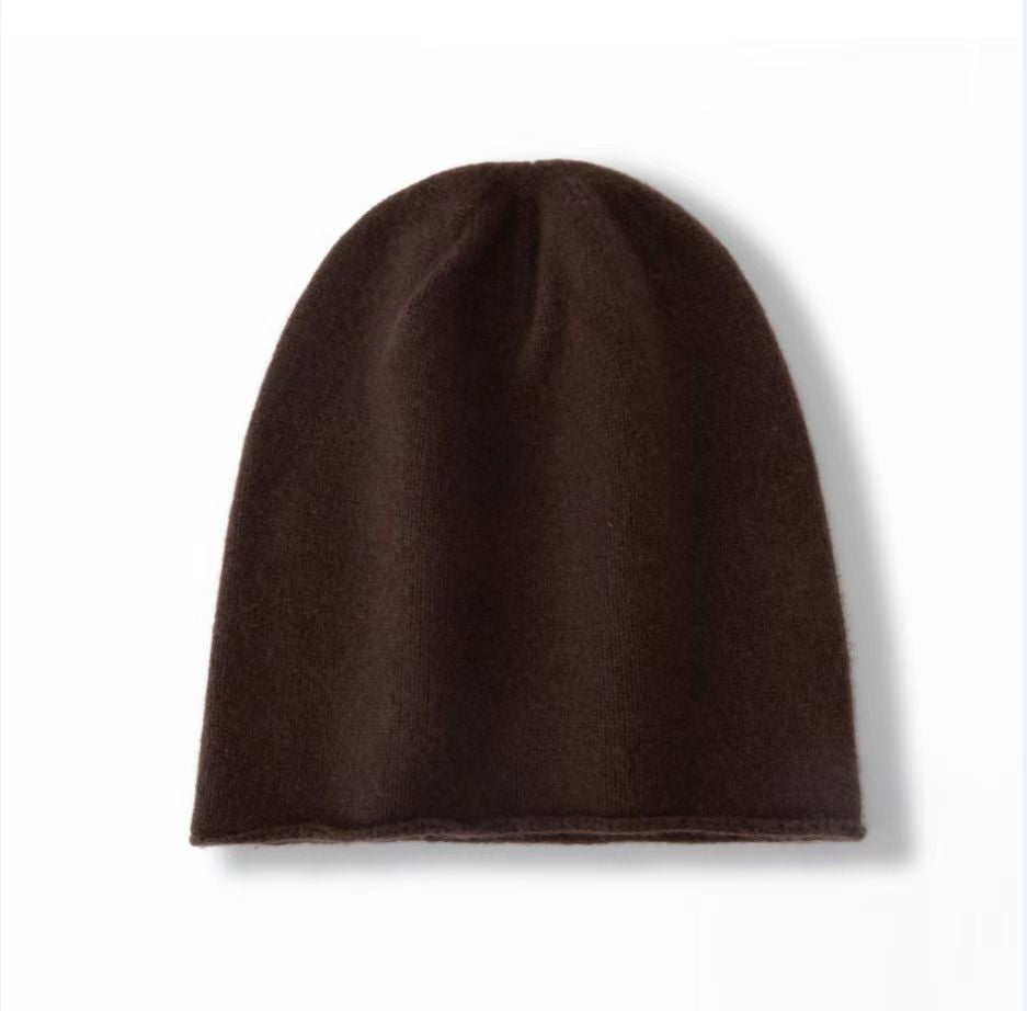 100% Cashmere Beanie Hat Warm Cashmere Ski Cap For Winter Brown M