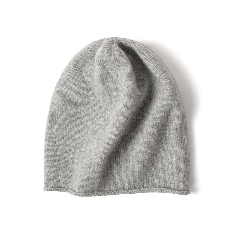 100% Cashmere Beanie Hat Warm Cashmere Ski Cap For Winter Gray M