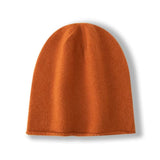 100% Cashmere Beanie Hat Warm Cashmere Ski Cap For Winter Orange M