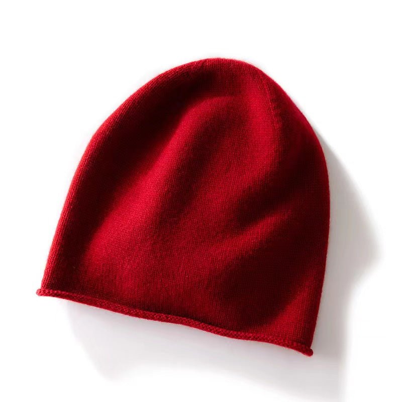 100% Cashmere Beanie Hat Warm Cashmere Ski Cap For Winter Claret M