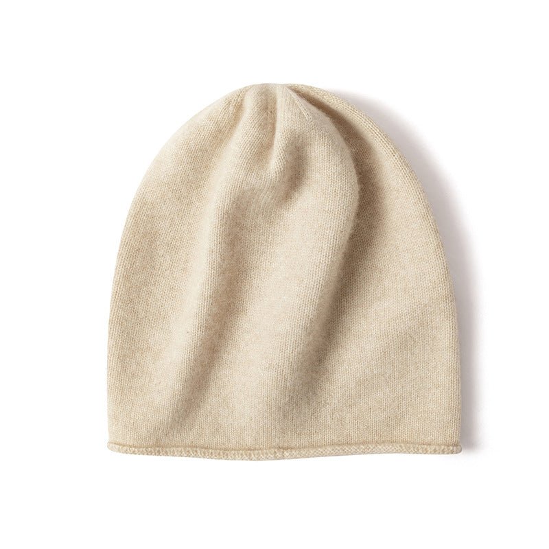100% Cashmere Beanie Hat Warm Cashmere Ski Cap For Winter Beige M