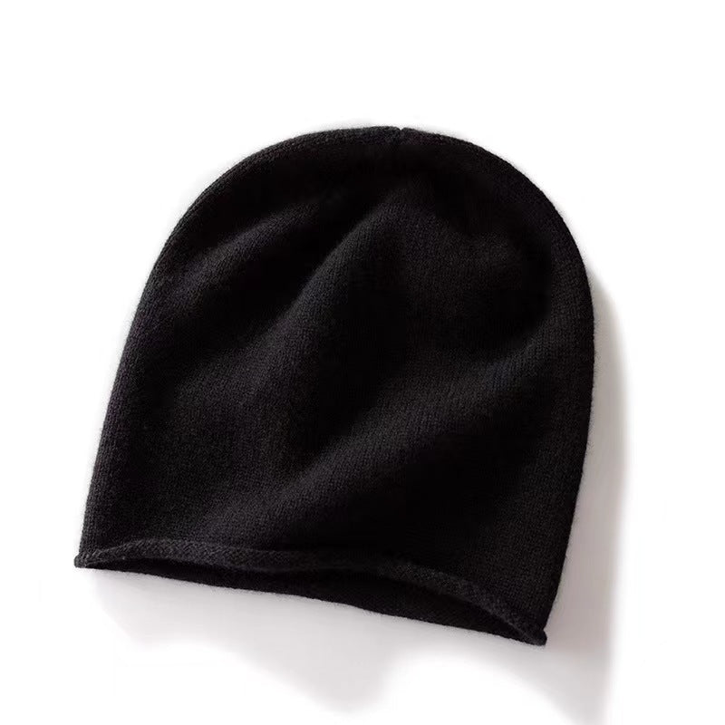 100% Cashmere Beanie Hat Warm Cashmere Ski Cap For Winter Black M