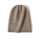 100% Cashmere Ribbed Beanie Cashmere Winter Hat Cashmere Cap Taupe M