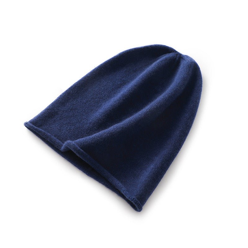100% Cashmere Beanie Hat Warm Cashmere Ski Cap For Winter Navy Blue M