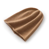 100% Cashmere Beanie Hat Warm Cashmere Ski Cap For Winter Caramel M