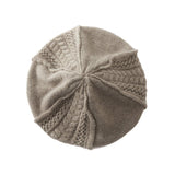 Textured Cashmere Cable Knit Beret Hat Cashmere Beret Hat Taupe M