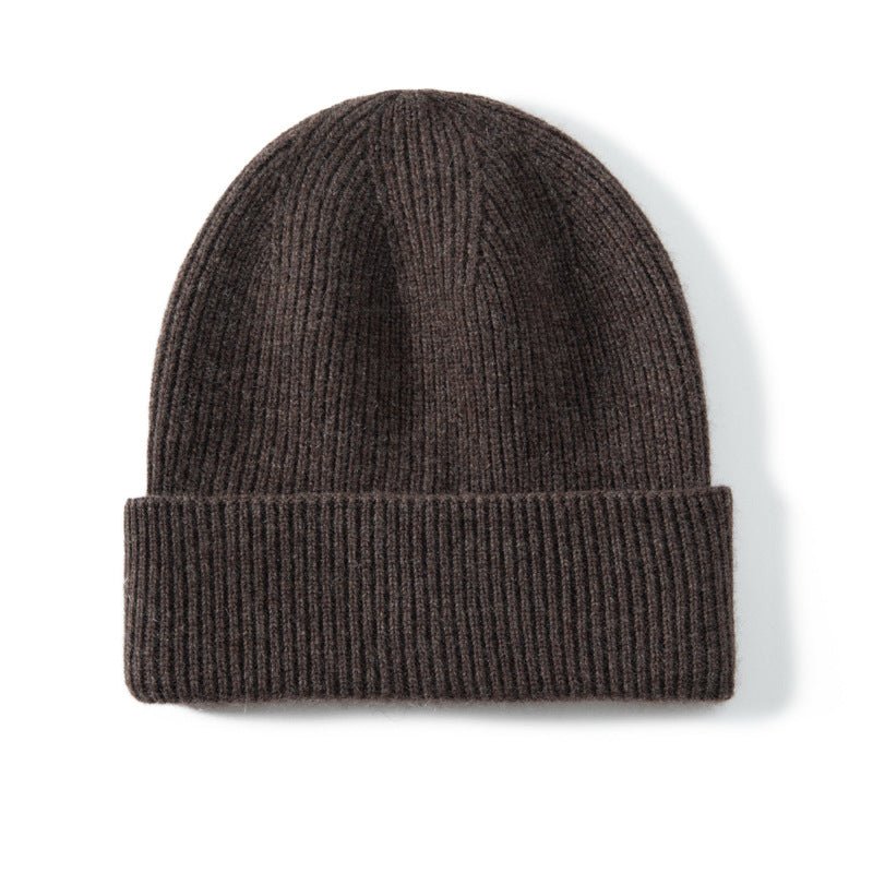 Unisex Cashmere Cable Knit Beanie Ribbing Cuffs Cashmere Winter Hat Coffee M