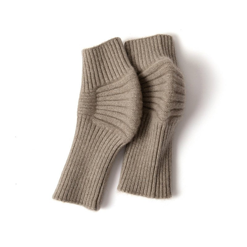 Cashmere Knee Warmers Cashmere Knee Pads Ribbed Knit Knee Cover Taupe M