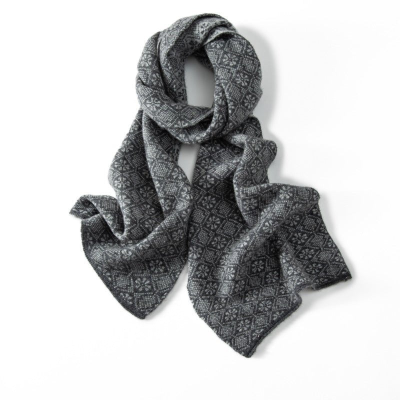 Geometric Cashmere Scarf For Women Floral Cashmere Wraps Dark Gray L