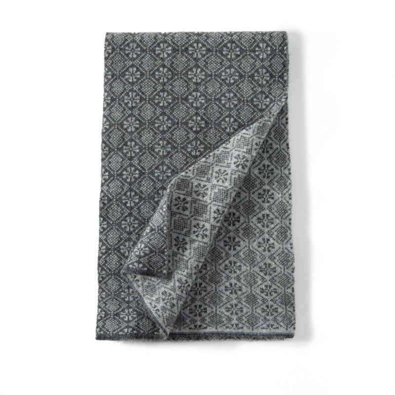 Geometric Cashmere Scarf For Women Floral Cashmere Wraps Dark Gray L