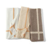 Long Striped Cashmere Blend Scarf Women Pure Cashmere Scarves White L