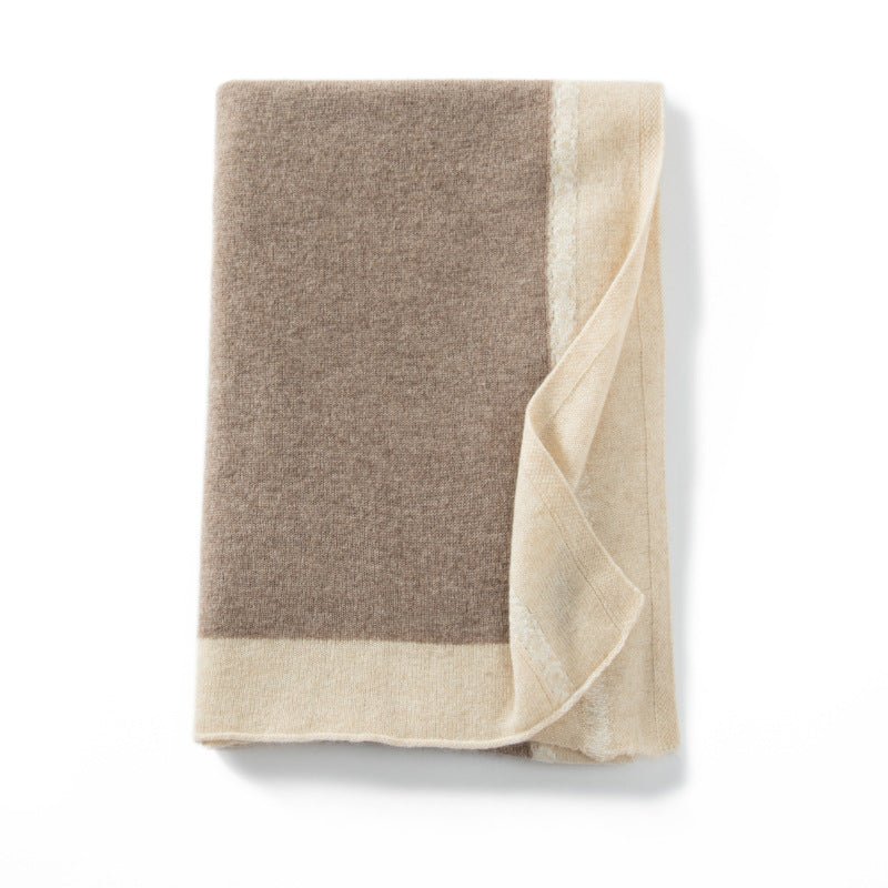 Womens Cashmere Striped Scarf Long Cashmere Shawls and Wrap Beige XL