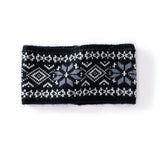100% Cashmere Winter Knit Headband for Women Black M