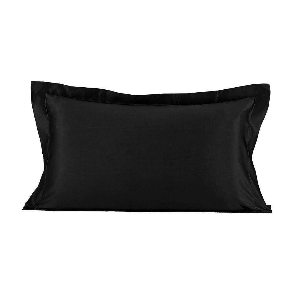 100% Mulberry 25 Momme Oxford Envelope Silk Pillowcase Black Standard (20" * 26")