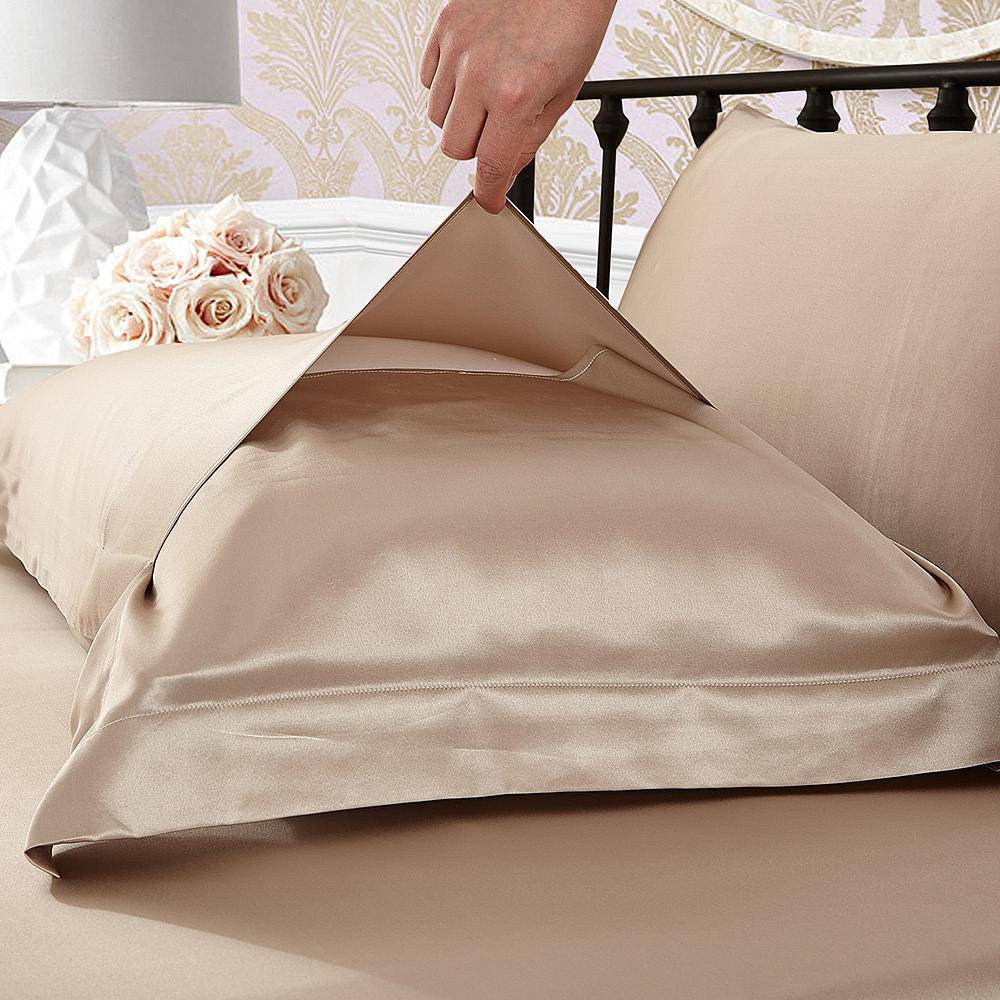 100% Mulberry 25 Momme Oxford Envelope Silk Pillowcase Black Standard (20" * 26")