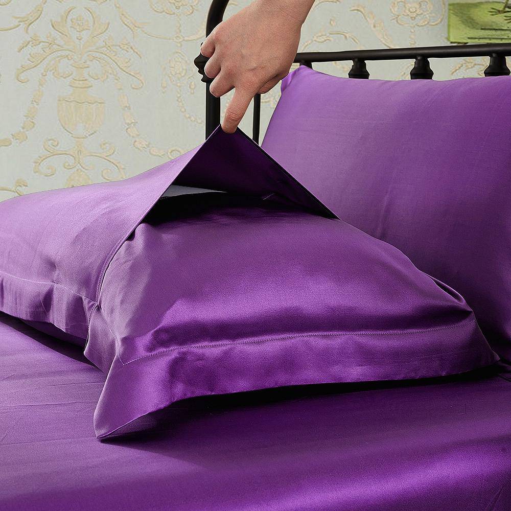 100% Mulberry 25 Momme Oxford Envelope Silk Pillowcase Deep Purple Standard (20" * 26")