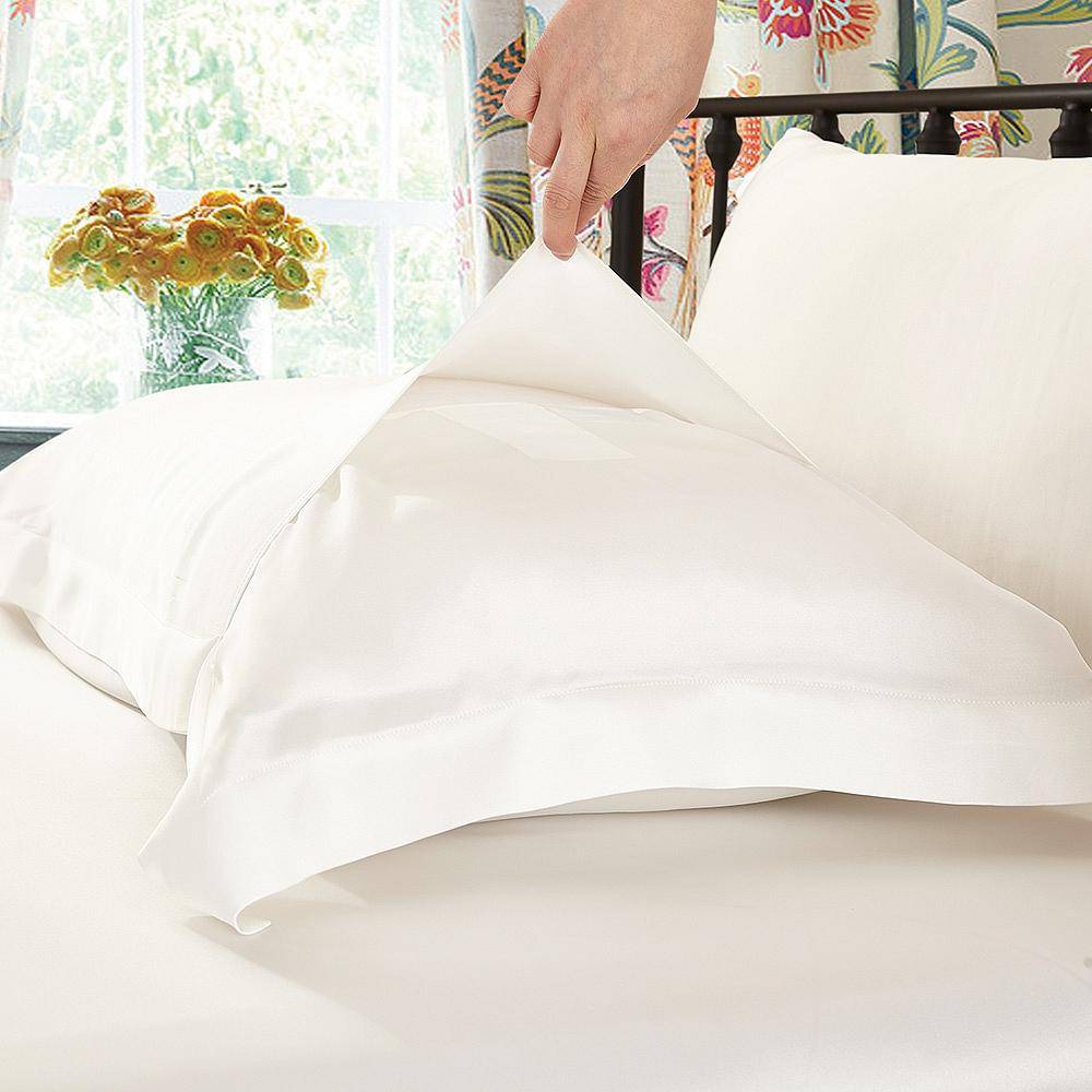 100% Mulberry 25 Momme Oxford Envelope Silk Pillowcase Ivory Standard (20" * 26")