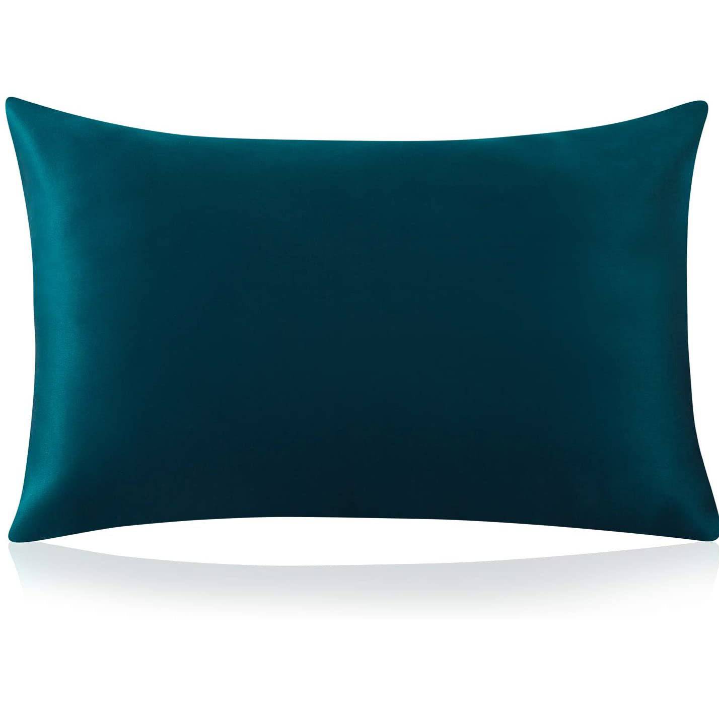 100% Mulberry 25 Momme Silk Pillowcase With Hidden Zipper Dark Teal Standard (20" * 26")