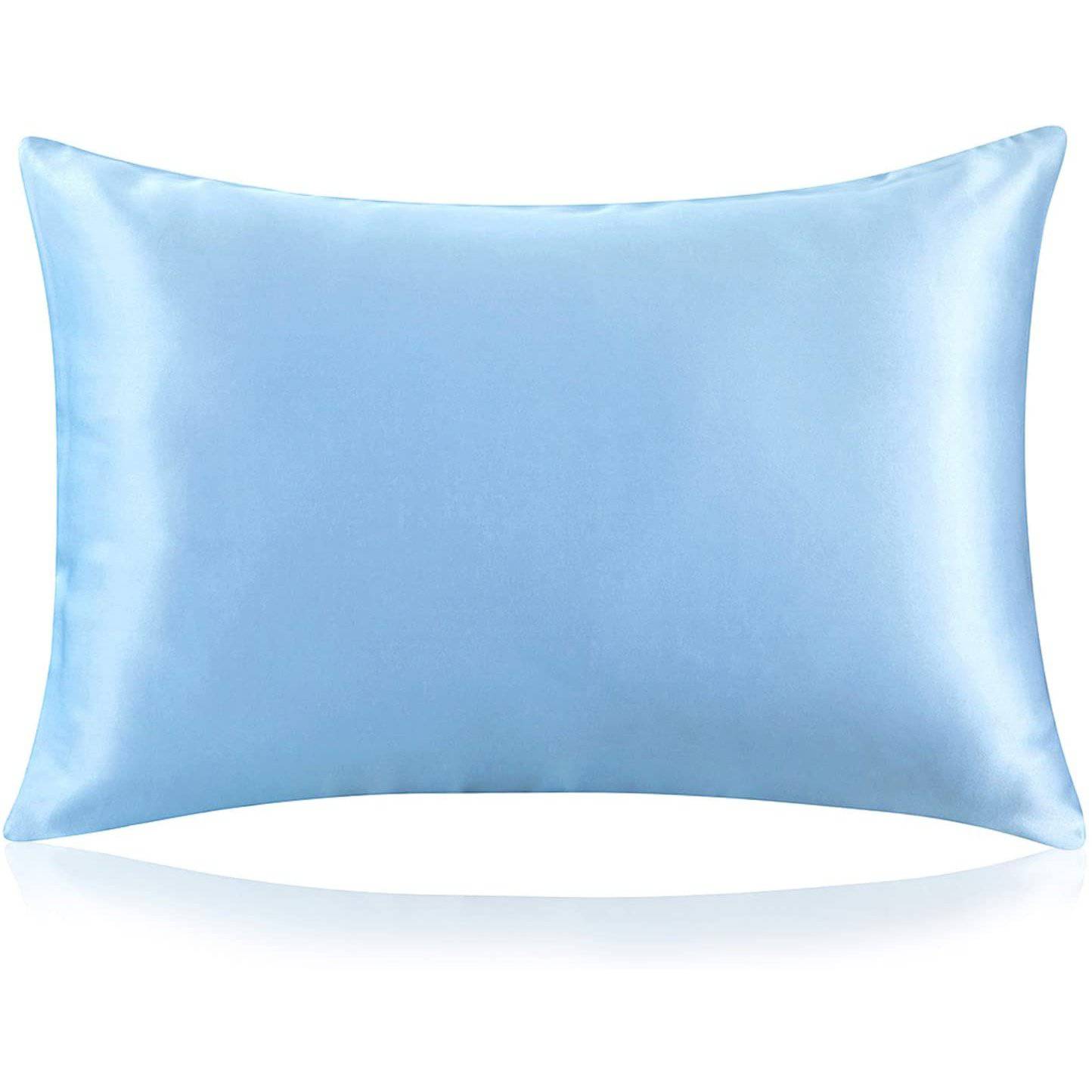 100% Mulberry 25 Momme Silk Pillowcase With Hidden Zipper Light Blue Standard (20" * 26")