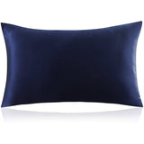 100% Mulberry 25 Momme Silk Pillowcase With Hidden Zipper Navy Blue Standard (20" * 26")
