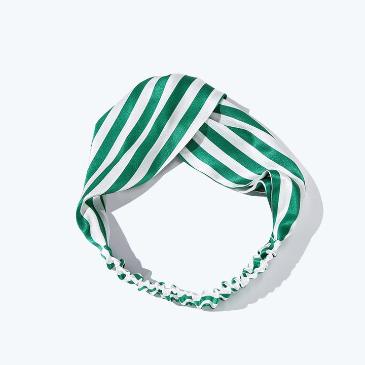 100% Mulberry Stripes Silk Headband For Ladies Green M