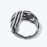 100% Mulberry Stripes Silk Headband For Ladies Black M