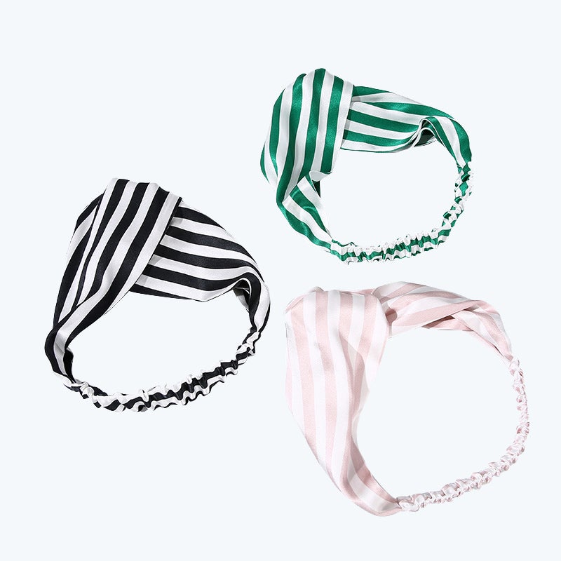 100% Mulberry Stripes Silk Headband For Ladies Pink M