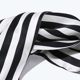 100% Mulberry Stripes Silk Headband For Ladies Black M