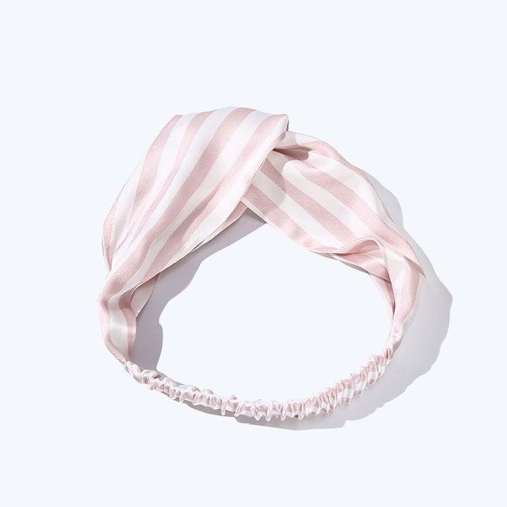 100% Mulberry Stripes Silk Headband For Ladies Pink M