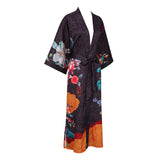 100% Floral Nature - inspired Prints Silk Kimono Robe Orange One size fits most