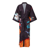 100% Floral Nature - inspired Prints Silk Kimono Robe Orange One size fits most