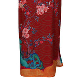 100% Floral Nature - inspired Prints Silk Kimono Robe Red One size fits most