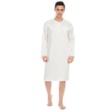 100% Mens Silk Nightshirt Pure Henley Neck Silk Nightwear White S