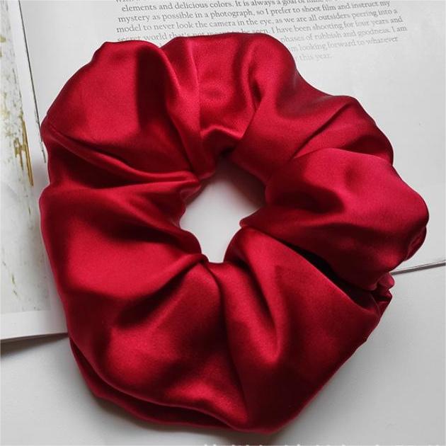 100% Mulberry Silk - Scrunchies For Hair Sleep 30 Momme Black M