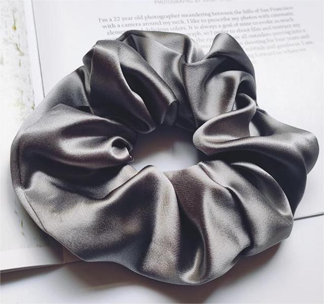 100% Mulberry Silk - Scrunchies For Hair Sleep 30 Momme Black M