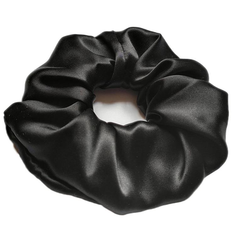 100% Mulberry Silk - Scrunchies For Hair Sleep 30 Momme Black M