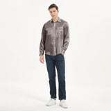 100% Mulberry Silk Shirt For Men Silk Long Sleeves Top