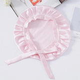 Silk Lace Sleep Cap For Women Hair Care Silk Night Bonnet Light Pink M