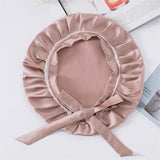 Silk Lace Sleep Cap For Women Hair Care Silk Night Bonnet Pink M