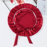 Silk Lace Sleep Cap For Women Hair Care Silk Night Bonnet Claret M