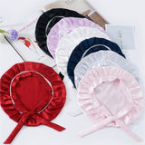 Silk Lace Sleep Cap For Women Hair Care Silk Night Bonnet Light Pink M