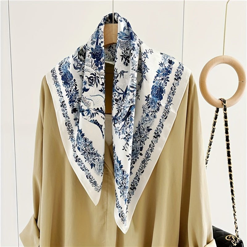 100% Silk Scarf For Women Floral Scarf Square Head Scarf Style - 2 M