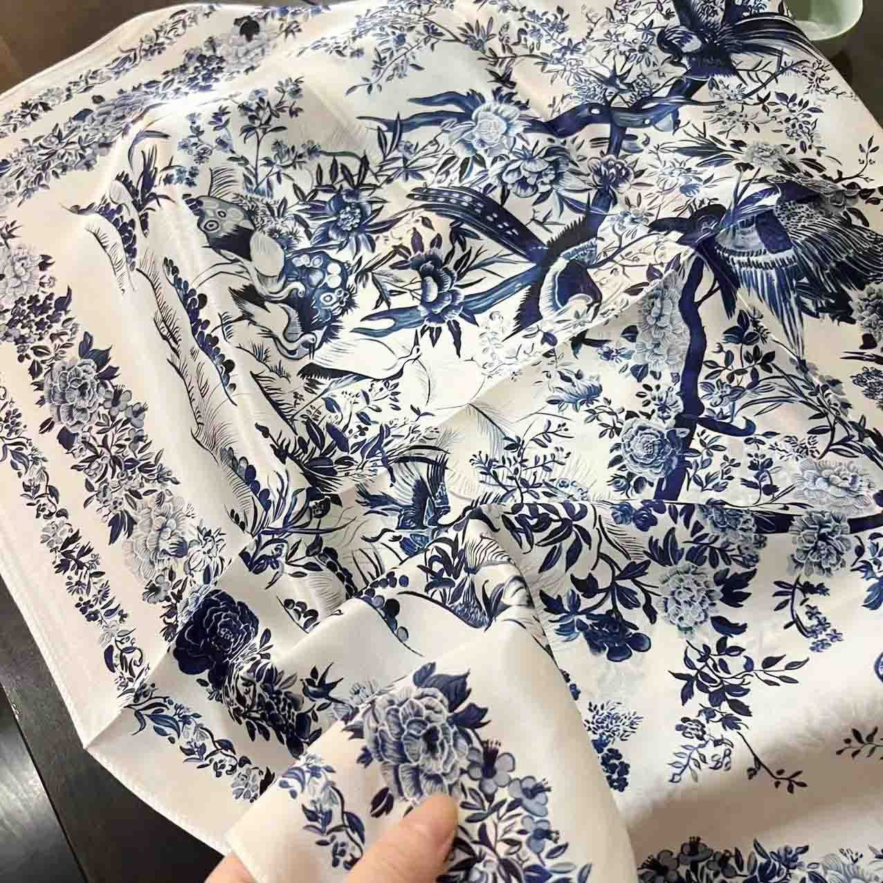 100% Silk Scarf For Women Floral Scarf Square Head Scarf Style - 2 M