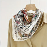 100% Silk Scarf For Women Floral Scarf Square Head Scarf Style - 1 M