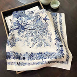 100% Silk Scarf For Women Floral Scarf Square Head Scarf Style - 2 M