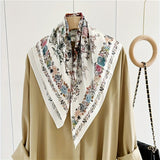 100% Silk Scarf For Women Floral Scarf Square Head Scarf Style - 1 M