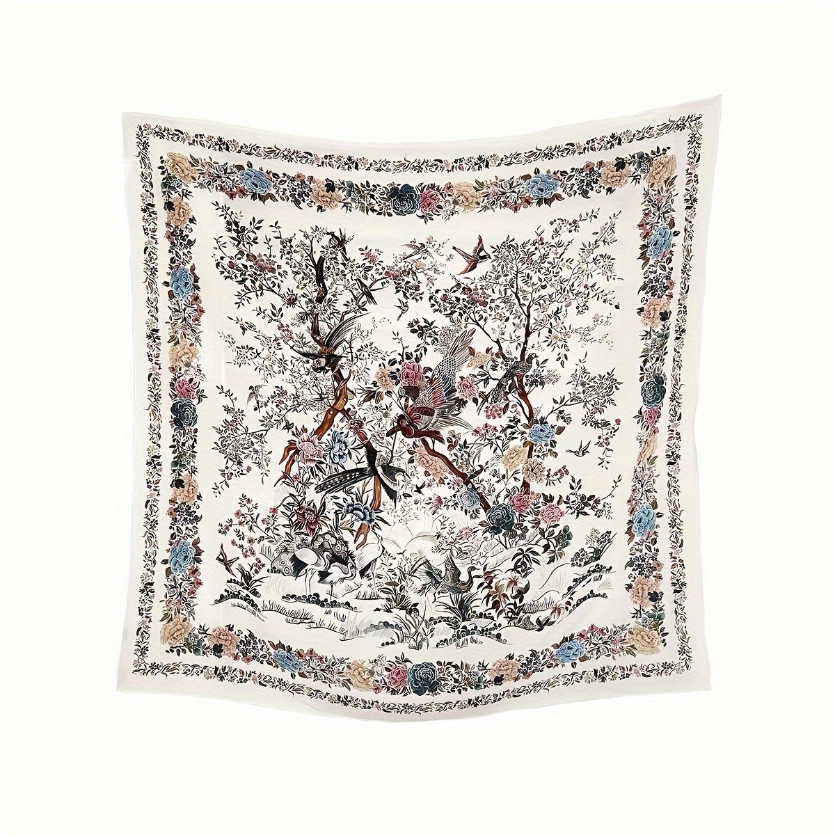 100% Silk Scarf For Women Floral Scarf Square Head Scarf Style - 1 M